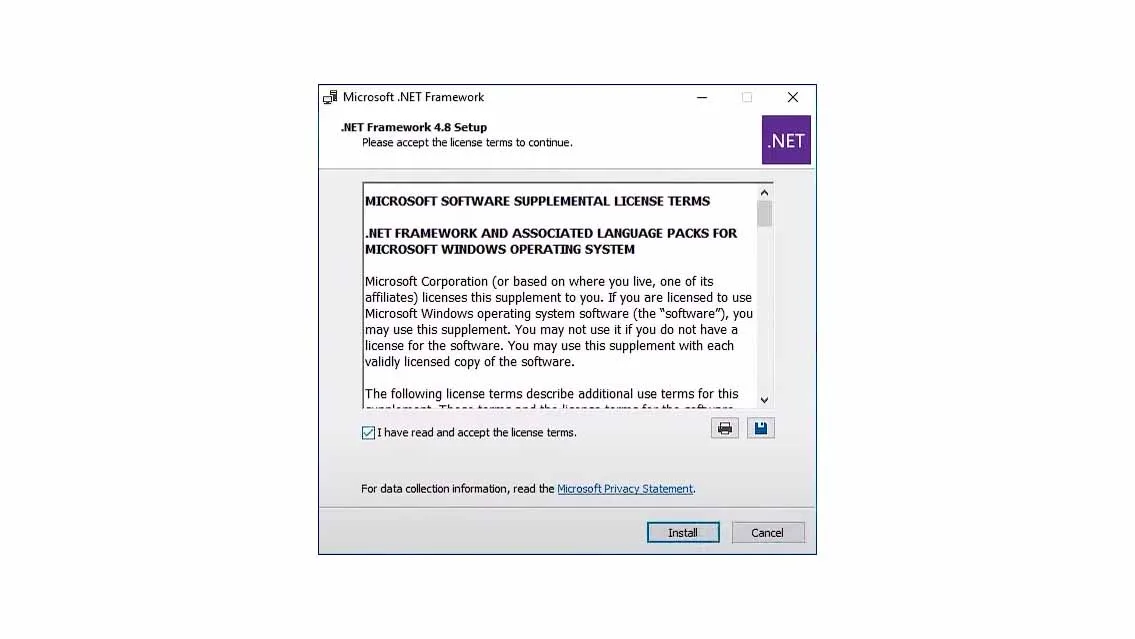 how to install Microsoft .NET Framework