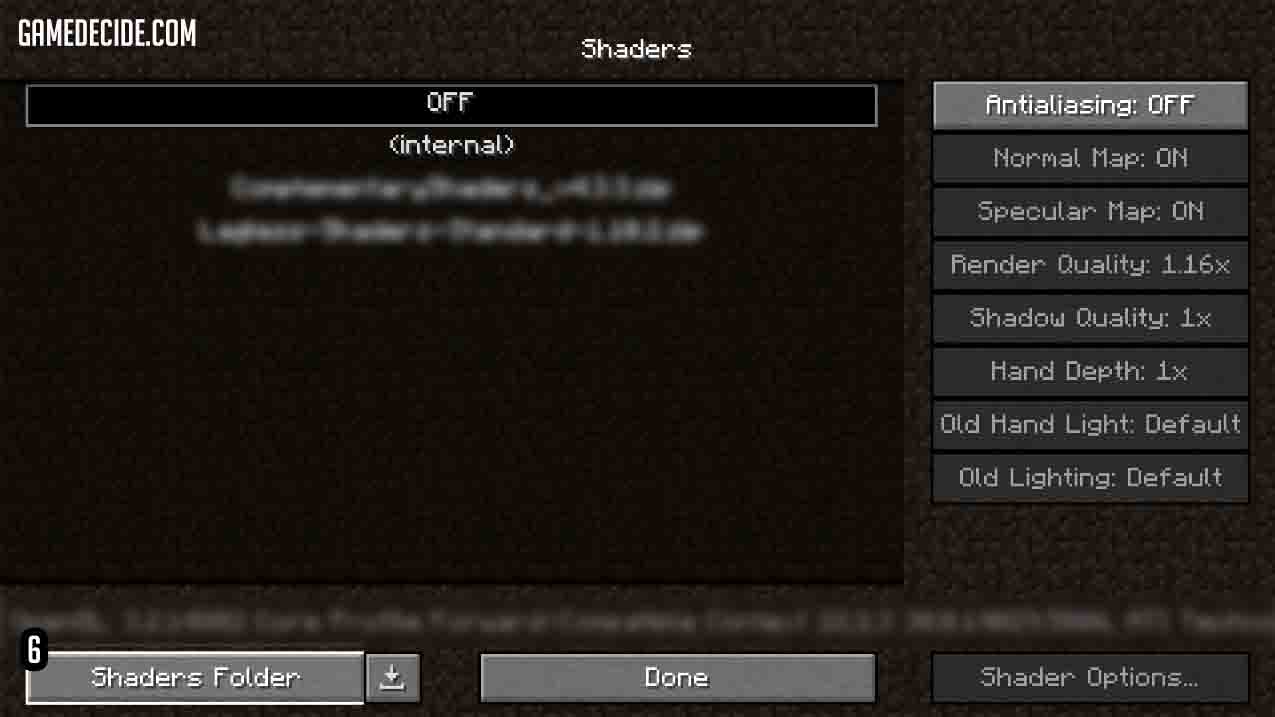 How to access Shaders' folder in Minecraft.