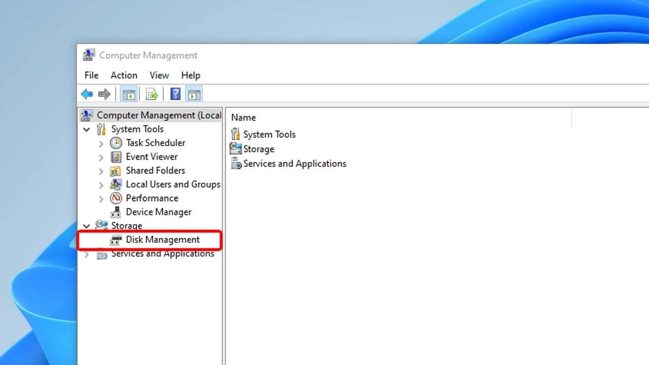 Click on Disk Management - How to fix files not showing issue in storage drive?