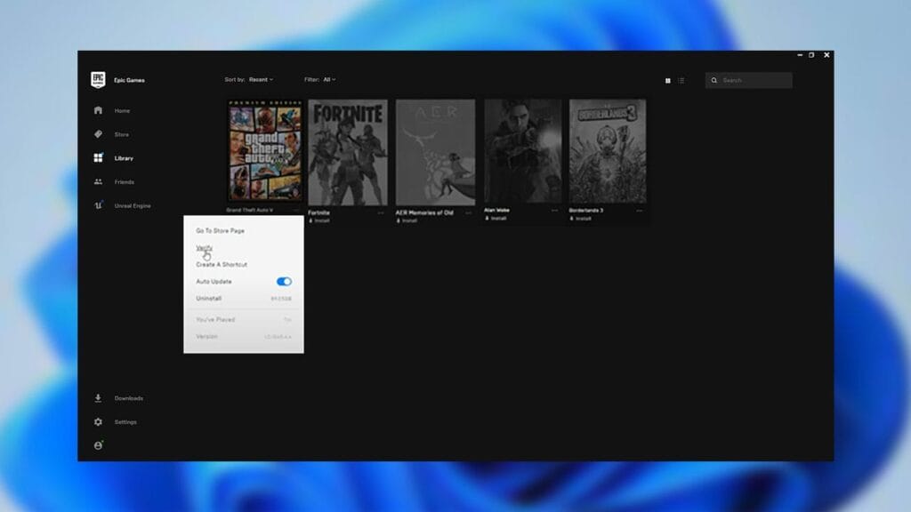Epic Games Launcher: Verify Integrity of Game