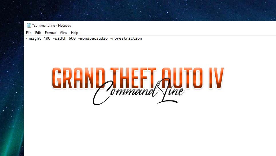 List of all Available Command Lines for Grand Theft Auto IV - GTA 4 CommandLines for PC