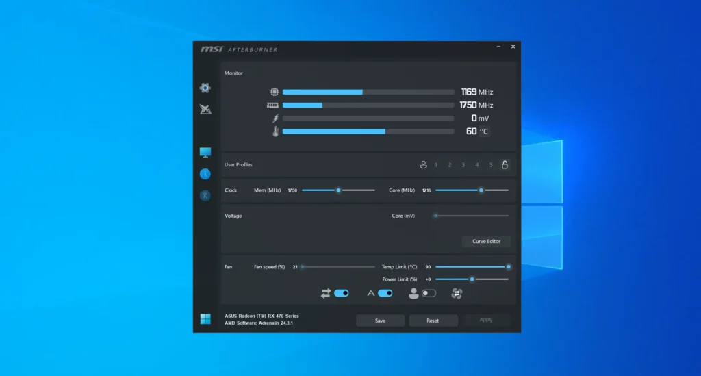 Download MSI Afterburner latest version with RivaTuner for Windows 11, 10, 8.1, and 7. Get all releases, old and new updates, 32-bit & 64-bit versions for GPU overclocking and performance tuning.
