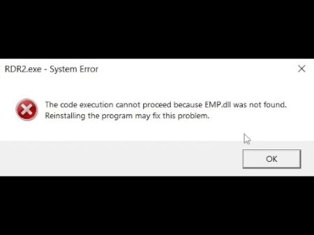 How to Fix Red Dead Redemption 2 (RDR 2) System Error Missing EMP.dll, RDR2.exe The Code Execution cannot proceed because EMP.dll was not found.