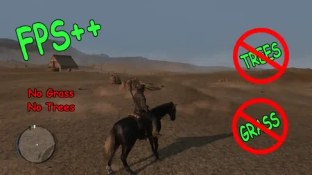 Download & Install No Grass or Trees RDR mods pack to boost Fps on low-end Potato computers and laptop for Red Dead Redemption Windows PC.