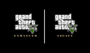 Download Grand Theft Auto V Legacy Edition and Enhanced Edition transparent logos to enhance your gaming experience with high-quality GTA 5 PNG logos.