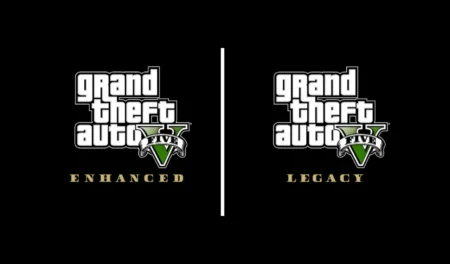 Download Grand Theft Auto V Legacy Edition and Enhanced Edition transparent logos to enhance your gaming experience with high-quality GTA 5 PNG logos.