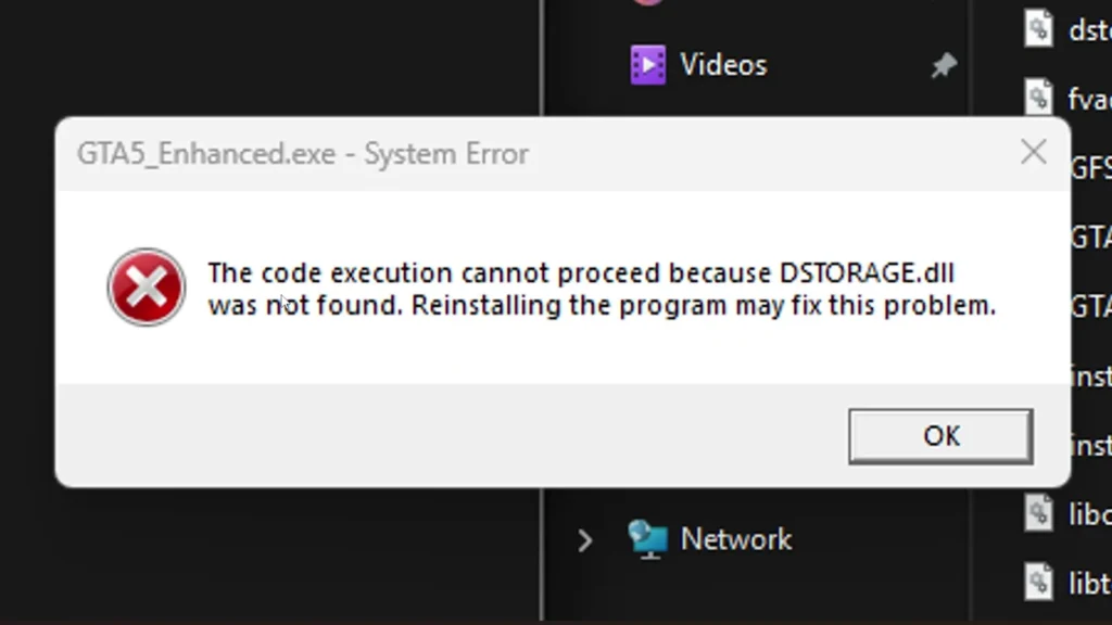 Fix GTA 5 Enhanced Error: DSTORAGE.dll Missing or Not Found