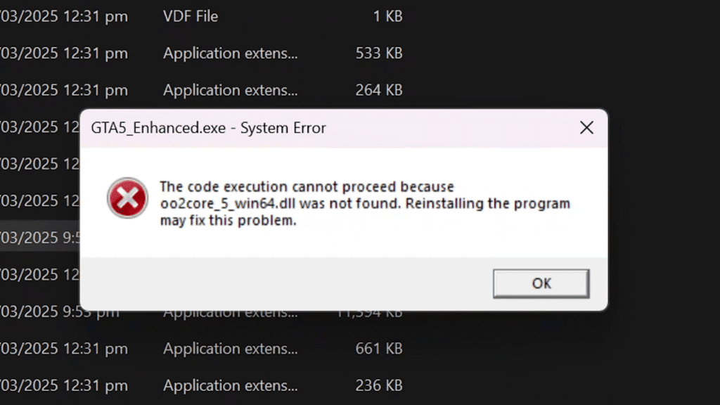 Fix GTA 5 Enhanced System Error: oo2core_5_win64 Not Found