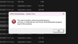 Fix GTA 5 Enhanced System Error: oo2core_5_win64 Not Found