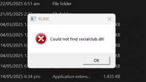 How to Fix GTA 5 Enhanced RUNE Error: Could not find socialclub.dll!