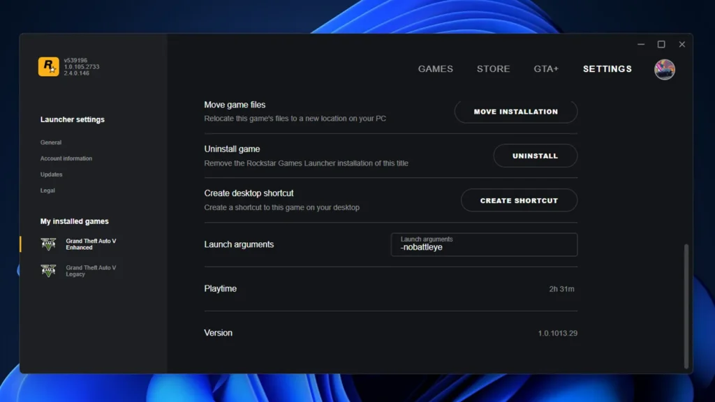 Disable Battleye in Rockstar Games Launcher: BattleEye Disable Battleye in Rockstar Games Launcher